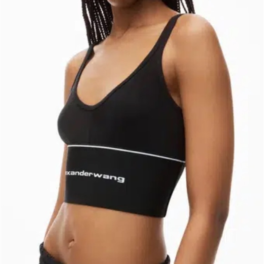 Alexander Wang Black Logo Elastic Bra